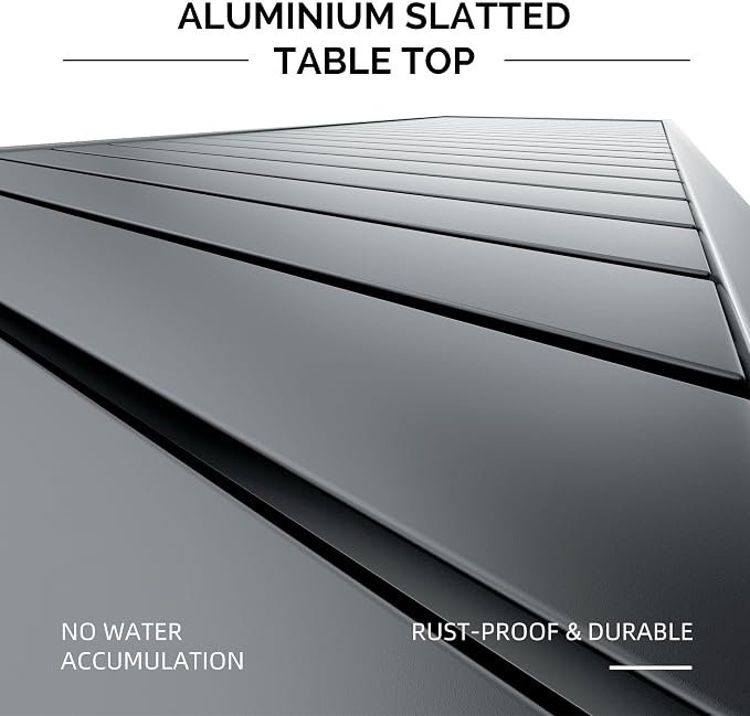 PURPLE LEAF Outdoor Dining Table 121" X 37" Slatted Tabletop Large Aluminum Rectangular Patio Dining Table for 10, Weather-Resistant Patio Table for Backyard Garden Lawn Porch Deck