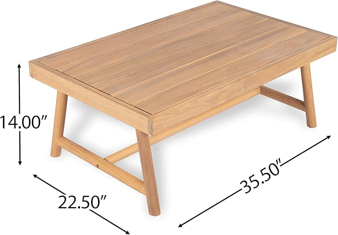 Christopher Knight Home Jorine Patio Chat Set, Acacia Wood Accent Chair, Slat Panel Coffee Table, Sectional L Shaped Sofa, Loveseat and Lounge Chair, Outdoor Conversation Set for Yard, Teak+Beige