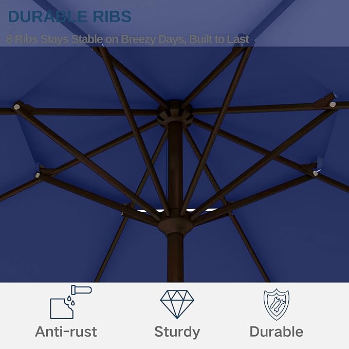 9ft 2-Tiers Patio Umbrella,Outdoor Market Table Umbrella with Push-Button Tilt & Crank | UV Protection,Suit for Backyard,Garden,Pool,Deck(Navy)
