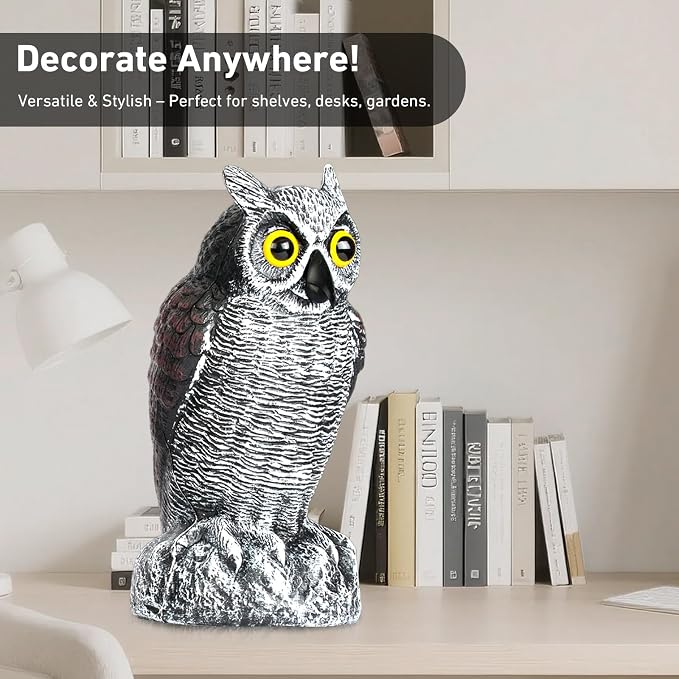 3-Pack Realistic Owl Statues for Outdoor Decor – Garden, Yard, Patio Decoration – Lifelike Bird Sculpture for Bird Control
