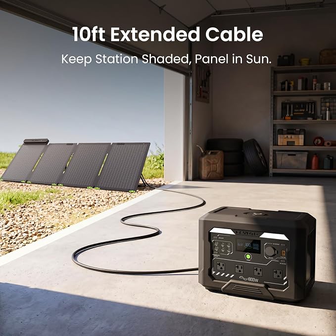 N1000 Solar Generator with 200W Solar Panel,1024Wh Portable Power Station 6H Fast Solar Charge, 25W Wireless Charger, LiFePO4 Battery for Home Backup, Off-Grid Camping