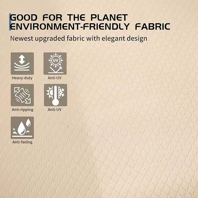 Patio Furniture Cover,Waterproof for Outdoor Dining Table and Chair Cover, Furniture Sofa Set Covers, patio table cover, 102" W x 74" D x 27.5" H Beige