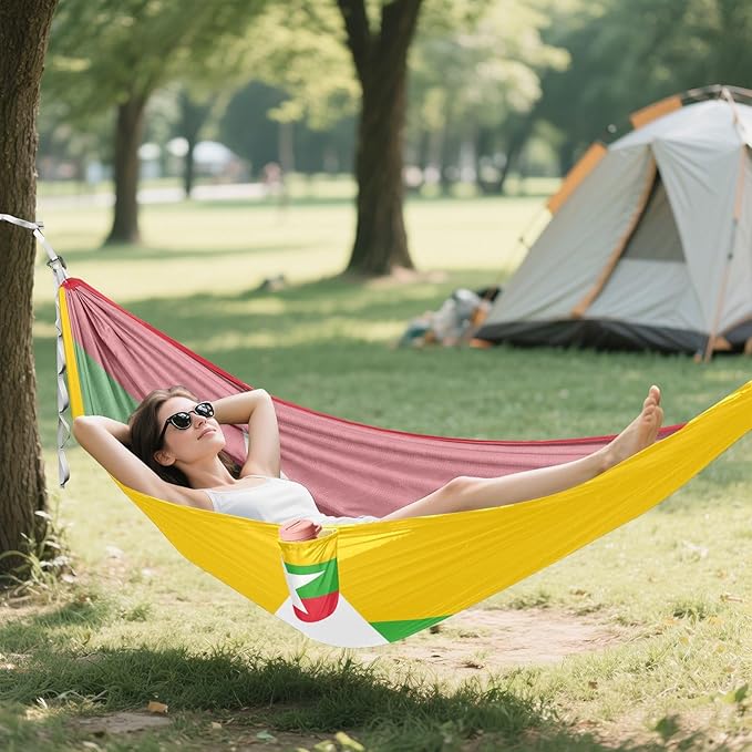National Flag of Myanmar Hammocks with Portabl Carry Bag Backyard Hammock for Indoor Outdoor Patio