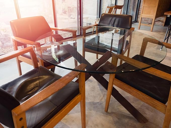 Spancraft 42" Inch Round 3/8" Thick Clear Glass Table Top with Pencil Edge Edge and Tempered Glass, Replacement Glass Table Top, Great for Dining Tables, end Tables, and Outdoor Patio Table Tops or