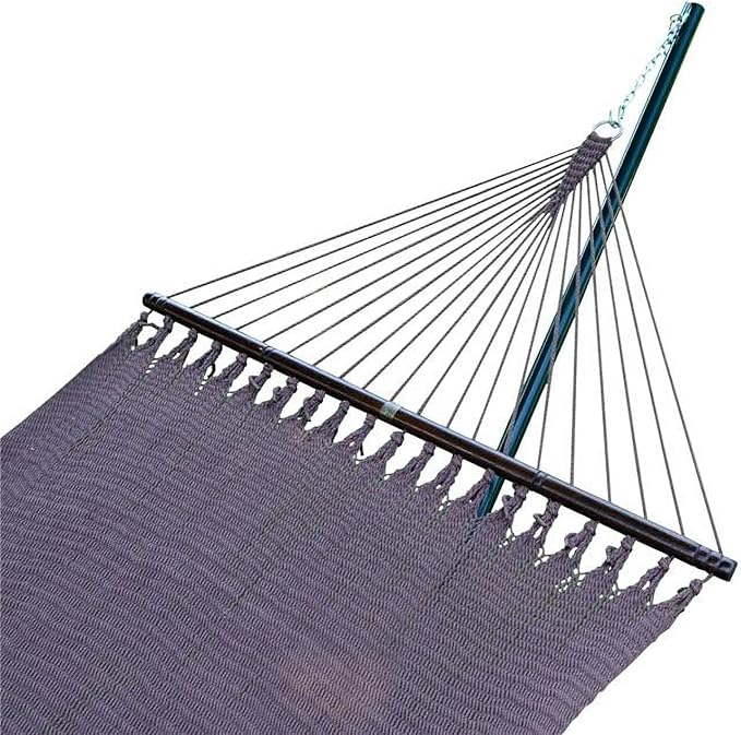 Caribbean Rope Spreader Bar Hammock with Steel Stand Brown & Green