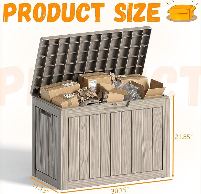 50 Gallon Outdoor Package Delivery Box with Lockable, Resin, Waterproof & Weatherproof Secure Parcel Drop Box for Porch, Outside Storage Boxes(Grey)