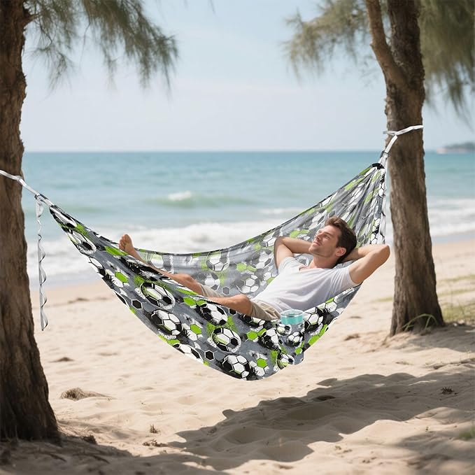 Camping Hammock Outdoor Hammocks for Outside Football Grunge Beach Trees Portable Lightweight with Pockets Tree Straps Indoor