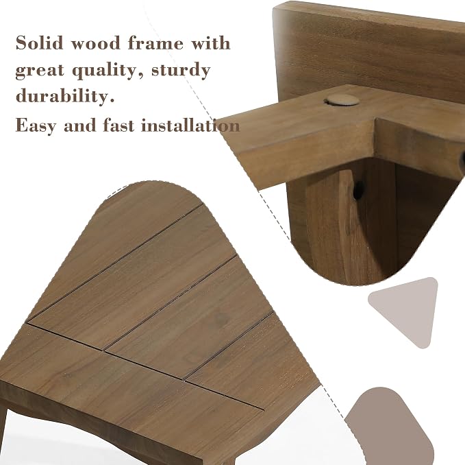 3 Pieces Patio Furniture Sets, All-Weather Outdoor Wood Bistro Set Patio Conversation Side Table Chiars for Balcony, Backyard