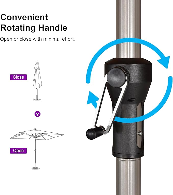 PURPLE LEAF 9' x 11' Rectangle Paito Outdoor Umbrella for Patio, Aluminum Table Umbrella for 3 Year Fade Resistant, Sturdy Pool Market Umbrella for Deck Garden, Patio or Lawn