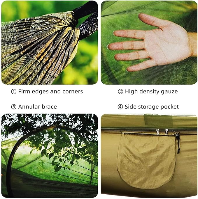 Portable Hammock, Mosquito Net for Hammockbuilt Net High Load Bearing, Perfect for Backpacking Hiking(Pink,260 * 140cm)