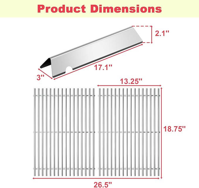 SUS 304 Genesis II 300 Grill Parts Kit for Weber Genesis II/LX GS4 300 Series Grills Genesis 2 E-325 E-310 E-330 E-315 S-310 S/E-335 SE-335 SE-310 Parts, 66095 Grill Grates 66032 Flavorizer Bars