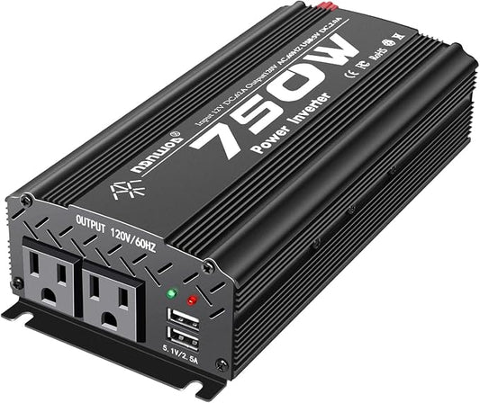 12V Inverter 750W Inverter 12V to 110V or Cars Trucks semi Trucks Various Vehicles with 2 AC Power outlets 2USB Ports
