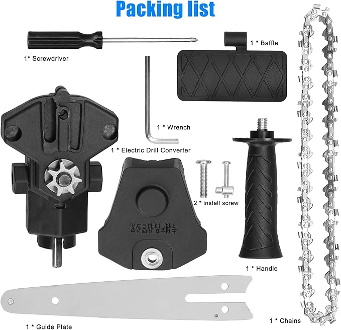 6 Inch Electric Drill Modified To Electric Chainsaw Tool Attachment Electric Chainsaws Accessory Practical Modification Tool Set Woodworking Cutting Tool