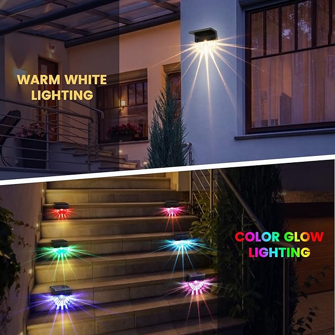 BUNEE Solar Deck Lights 4 Pack Waterproof Solar Step Lights Outdoor Stair Lights Solar Fence Lights Outside Decor for Backyard Garden Deck Fences Wall Patio Steps Stairs Porch