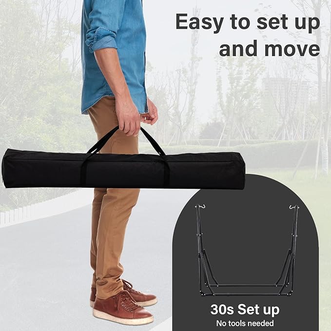 2 in 1 Hammock with Stand, Outdoor Hammock Swing Chair with Portable Heavy Duty Stand, Multi-Functional Hammock Stand 480 lbs Weight Capacit-Black