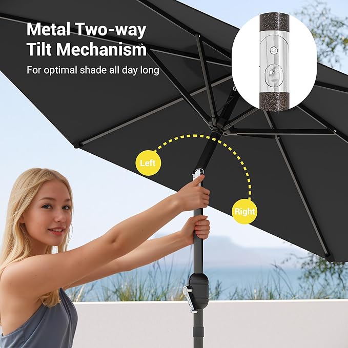 7.5ft Outdoor Umbrella Patio Umbrella,2-Year-Non-Fading,Table Market Patio Umbrella with Push Button Tilt and Crank,for Pool, Deck, Garden,Backyard