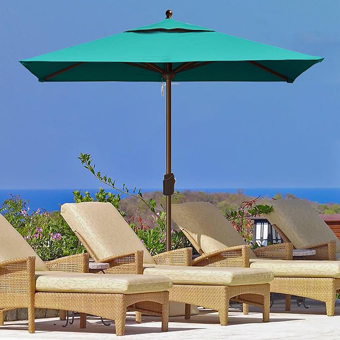 EliteShade USA 10-Year-Non-Fading 6x6Ft Square Market Patio Umbrella, UPF 50+ UV Protection Performance Sun Umbrella, Heavy Duty Commercial Grade Outdoor Table Umbrella with Crank, Windproof Vented Top for Garden, Pool, Deck and Outdoor Playsets, Teal
