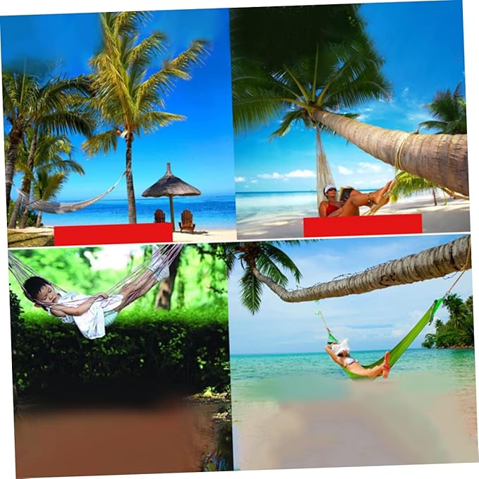 2pcs Outdoor Hammocks 9-Strand Nylon Rope Lightweight Foldable Swing Bed for Camping Travel Backyard Relaxation