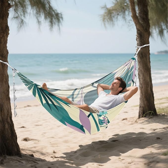 Tropical Foliage Hammocks for Camping with Portabl Carry Bag Portable Hammock Indoor Outdoor Patio