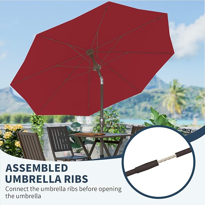 PatioKingdom 11FT Patio Umbrella,Outdoor Umbrella with Push Button Tilt and Crank,Market Table Umbrella with 8 Sturdy Fiberglass Ribs UV Protection