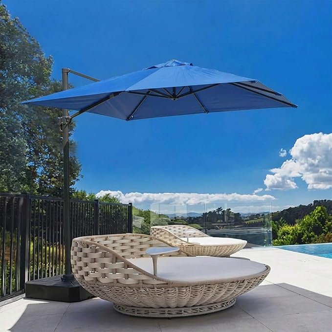 BPS 10'x10' Cantilever Umbrella Replacement Canopy for 8 Ribs Square Offset Umbrella, Outdoor Canopy Replacement for Patio Parasol, Canopy Only