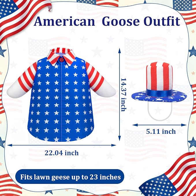 4th of July Goose Outfit with American Flag Patriotic Porch Goose Costume