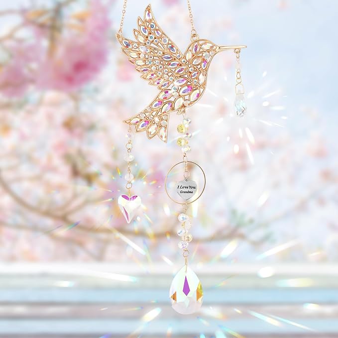 Hummingbird Gifts for Grandma, Hanging Window Sun Catchers for Outdoor Garden Decor, Hummingbird Decorations for Home, Mothers Day Birthday Grandma Nana Gifts