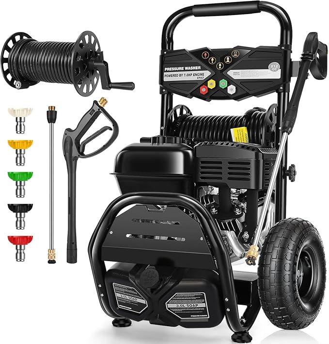 4200PSI P*ressure Washer Cleaner 4.0GPM Gas Po*wer Washer 212CC Gas Powered Washing Machine Commercial High Washer Cleaner with 32ft Hose&5 Nozzles for Patio Garden Yard Vehicle,EPA/CARB/ETL