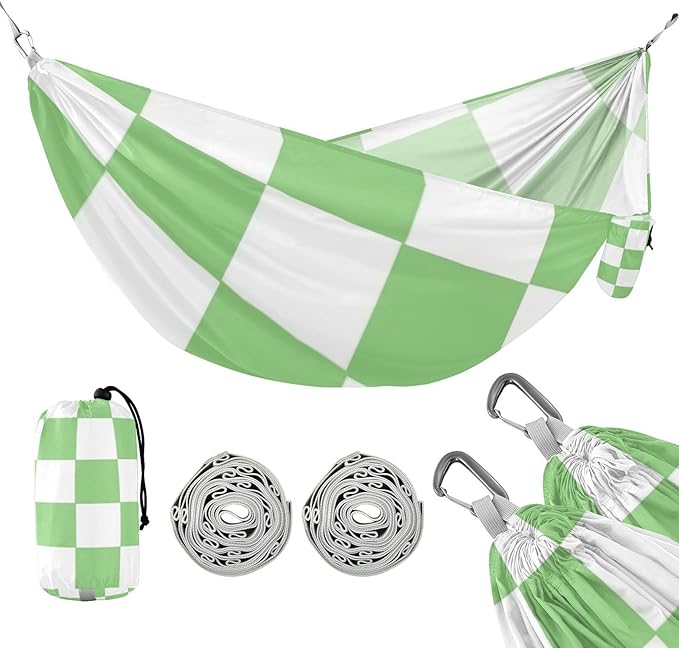 Green and White American Plaid 330lb Capacity Hammocks Rope Hammock for Outside Camping Essentials hamaca con Base para adultos