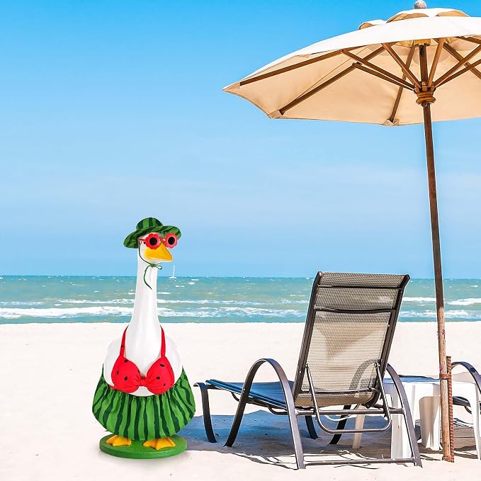 JcHrmers Hawaiian Goose Outfit Summer Porch Goose Outfits Bikini Goose Clothes for Outdoor Garden Yard Decor (Watermelon, 23 Inch)