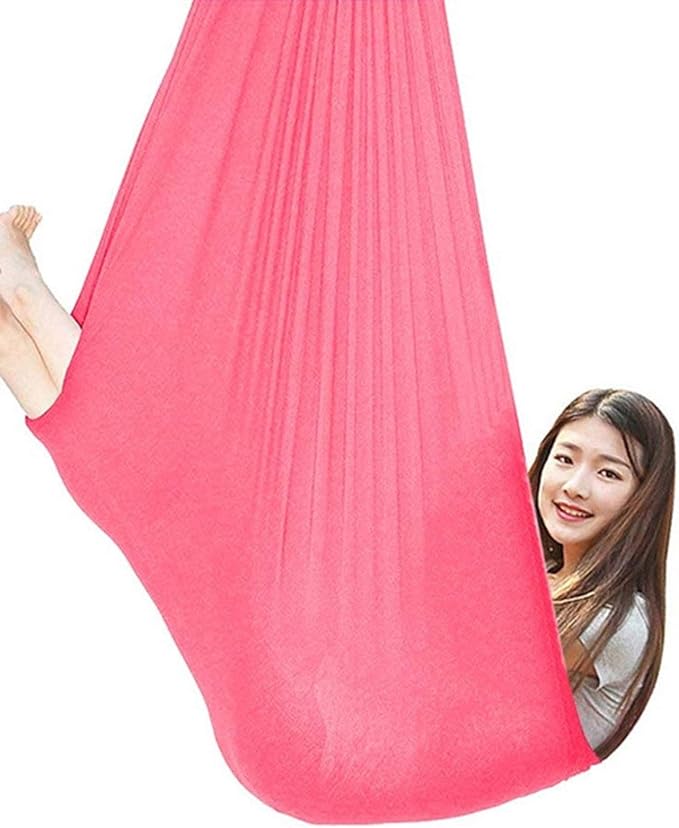 Sensory Swing for Kids Hanging Hammock Indoor Hammocks for Children Sensory Integration Outdoor Camping (1 Meter/1.5Meter) (Color : Pink, Size : 100 x 280 cm (L x W))