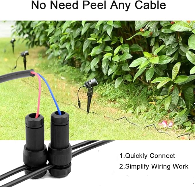 iCreating 8Pack Low Voltage Wire Connector, Landscape Lighting Connectors Waterproof for 12/2 14/2 Gauge Cable Low Voltage Connector for Outdoor Path Lights Spotlights In-Ground Lights