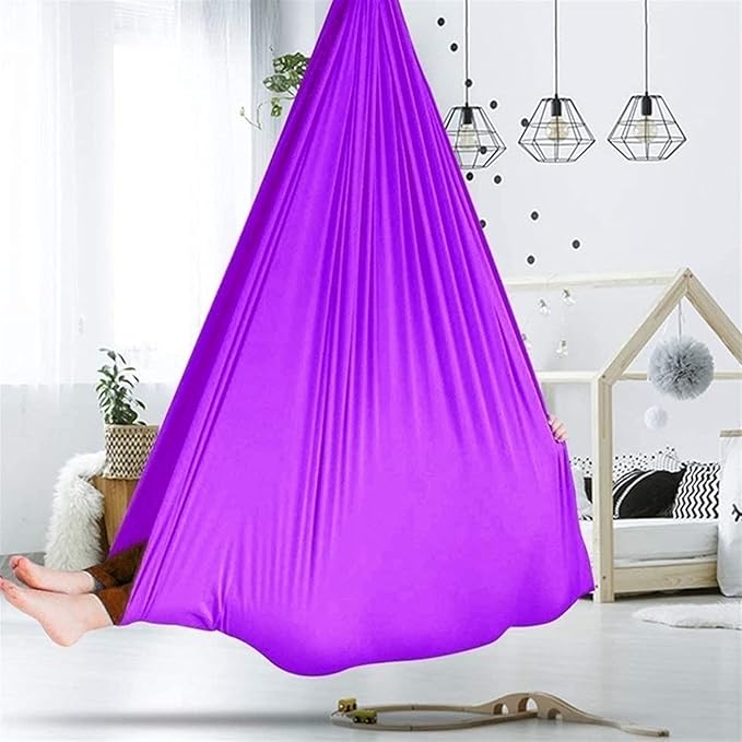 Sensory Swing for Kids with Autism ADHD and Aspergers, Indoor & Outdoor Adjustable Therapy Swing Hammock Has A Calming Effect On Children (Color : Purple, Size : 100x280cm/39x110in)