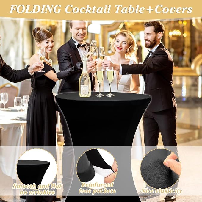 GUAGUA 32" 2PCS Round Plastic Folding High Top Table - Versatile Bar, Cocktail & Portable Pub Table for Parties, Bistro & Events (2PCSWhite Set C)