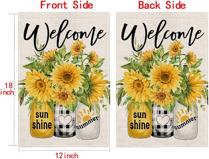 wyooxoo Spring Summer Flower Garden Flag 12x18 Inch Double Sided Vertical Welcome Garden Flag Outside Farmhouse Yard Outdoor Decoration (N)