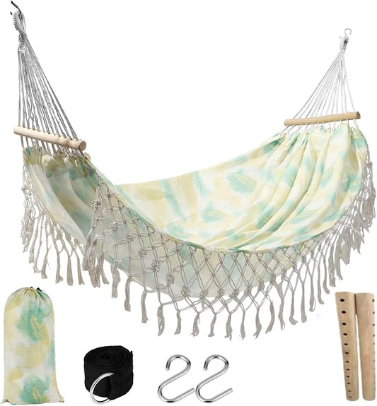 Portable Hammock,Bohemian Hammock,Rope Hammock,Suitable,Yard, Beach, Backyard,Garden (Green, 79 * 59)