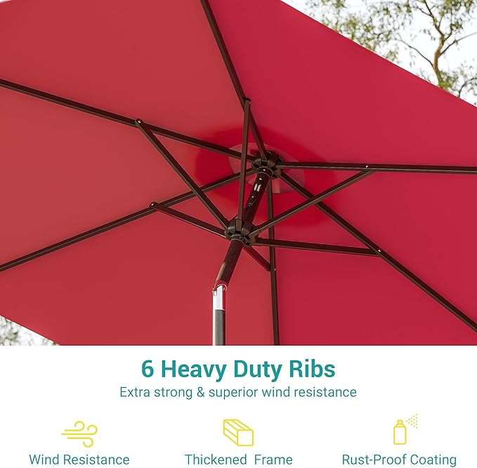 7.5ft Outdoor Umbrella Patio Umbrella,2-Year-Non-Fading,Table Market Patio Umbrella with Push Button Tilt and Crank,for Pool, Deck, Garden,Backyard
