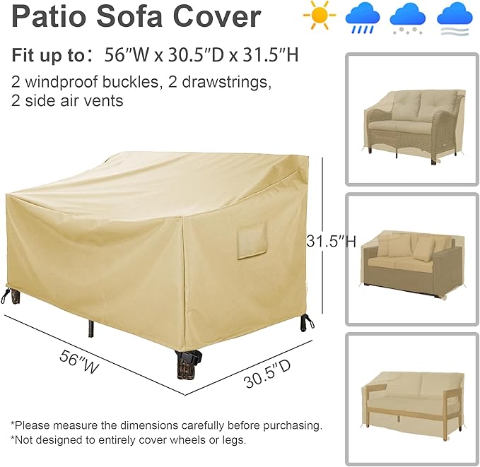 Patio Furniture Covers,Outdoor Furniture Cover Waterproof,Patio Furniture Set Covers for 4 Piece Outdoor Conversation Set,Patio Covers Set X-Large (Beige)