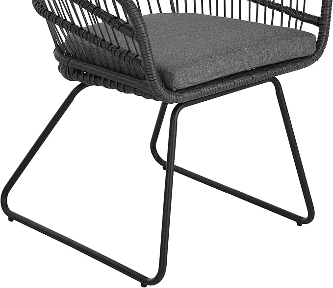 Christopher Knight Home Terry Acacia Wood Patio Dining Set for 6, Rectangular Patio Dining Table and Faux Rattan Chairs Set of 6, 7 Piece Outdoor Dining Set with Cushion and Iron Frame, Teak+Gray