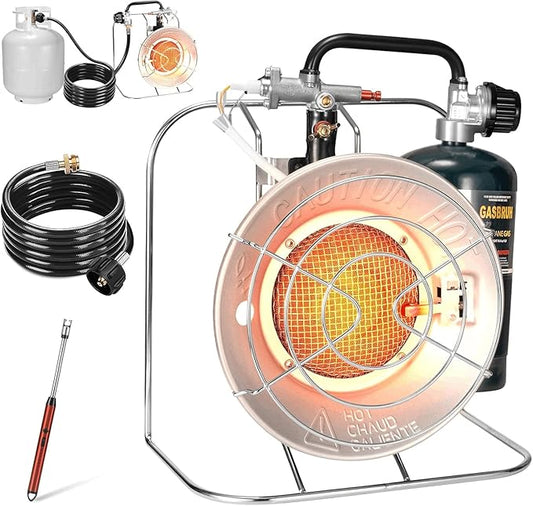 GasBRUH Outdoor Multi-Use Portable Propane Patio Heater/Cooker, 18,000 BTU include USB Lighter, Gas Camping Heater for Tent Hunting, Fishing,RV (Fuel not included)