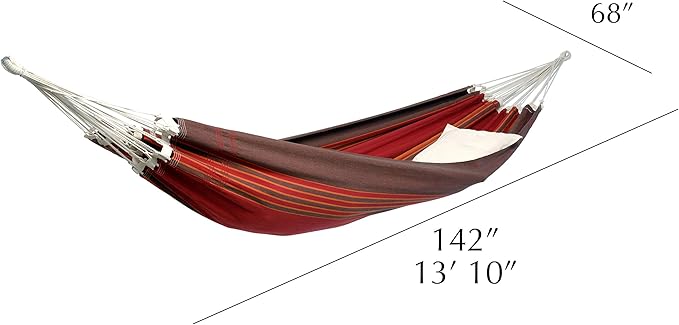 BYER OF MAINE Paradiso Hammock, Authentic Brazilian, Terra Cotta, Recycled Cotton/Polyester Blend, Double, 142" L x 68" W, Holds up to 400lbs