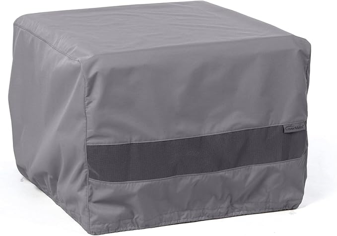 Covermates Elite Square Ottoman Cover – Heavy-Duty 300D Polyester, Water-Resistant, Mesh Vent, Drawcord & Buckle Straps, Outdoor Patio Seating & Accent Table Protection, 38W x 38D x 20H, Charcoal