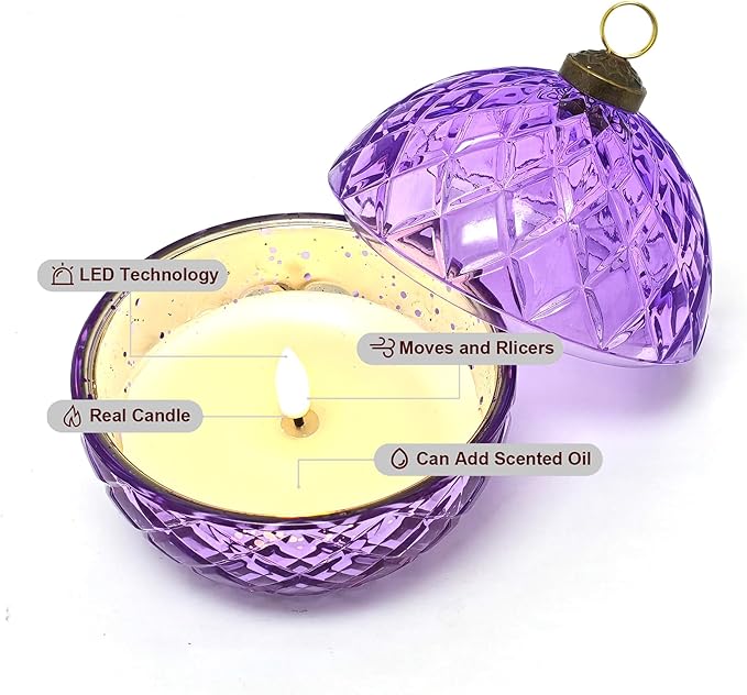 WNP Glass Flameless LED Candles Battery Operated Flickering Jar Lights for Halloween Christmas Home Decor Perfect as Birthday Gift for Her Wife Girlfriend Anniversary Present and Party Decoration