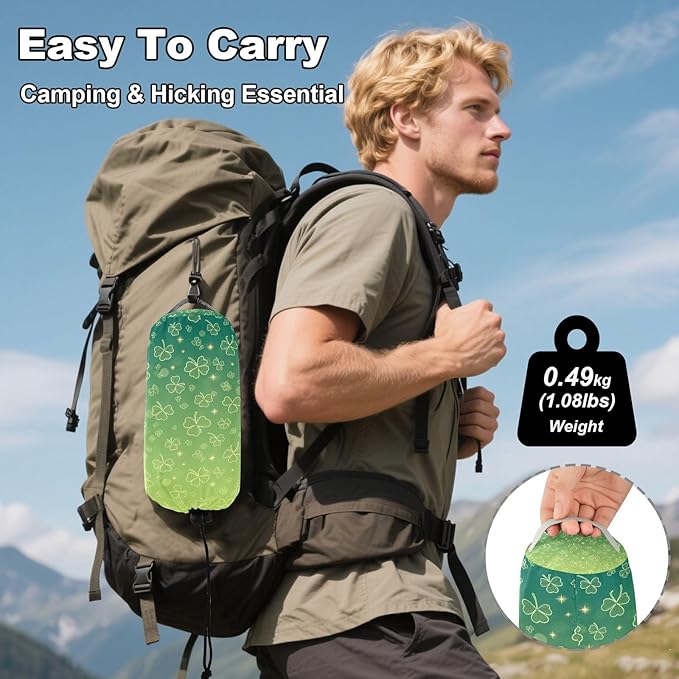 Hammocks for Outside St.Patrick's Day Clover Camping Hammock Portable Hammocks with Tree Straps and Carry Bag Camping Accessories for Hiking Beach Outdoor