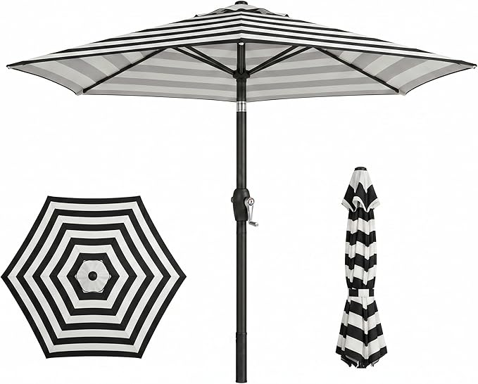 7.5ft Patio Umbrella, Outdoor Table Market Umbrella with Smooth Crank Lift, 6 Windproof Fiberglass Ribs, UPF50+ UV Protection for Deck, Pool, Garden and Backyard