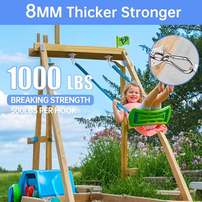 Heavy Duty Hammock Wall Mount Kit, 1000 lb Capacity, Steel Hooks and Carabiners, Indoor Outdoor