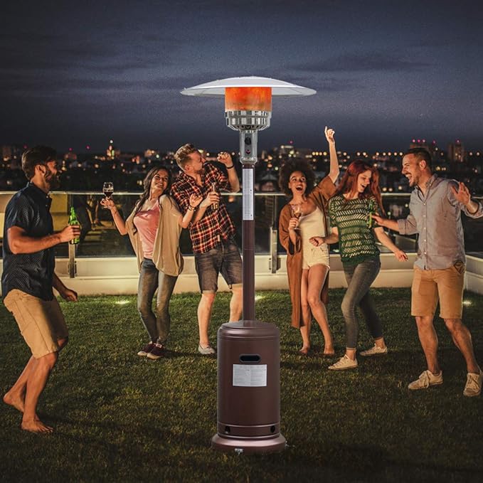 Giantex Patio Heater, 50,000 BTU Steel Propane Heater Lp Gas W/Accessories, Floor-Standing Commercial Outdoor Heater (Bronze)