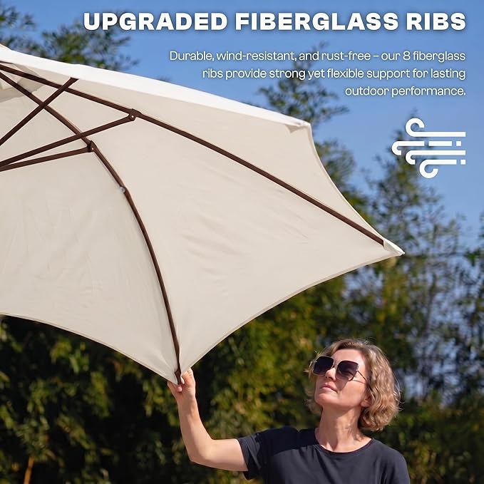 7.5ft Patio Umbrella, Outdoor Table Market Umbrella with Smooth Crank Lift, 6 Windproof Fiberglass Ribs, UPF50+ UV Protection for Deck, Pool, Garden and Backyard