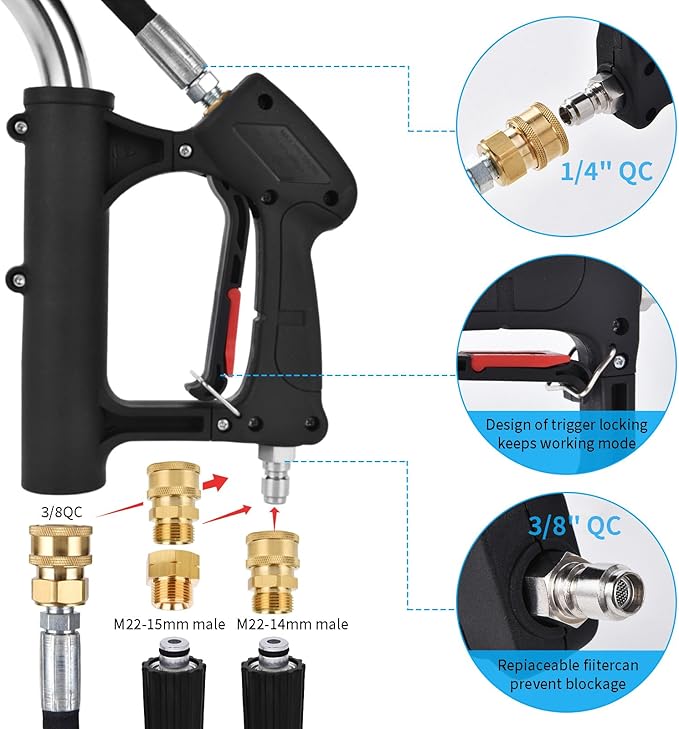 24 FT Telescoping Pressure Washer Wand Extension with Brush Head | Aluminum Power Washer Extension Wand, 7 Nozzle Tips, 3 Adapters & Support Harness, Gutter Cleaning Tools for 2 Story House