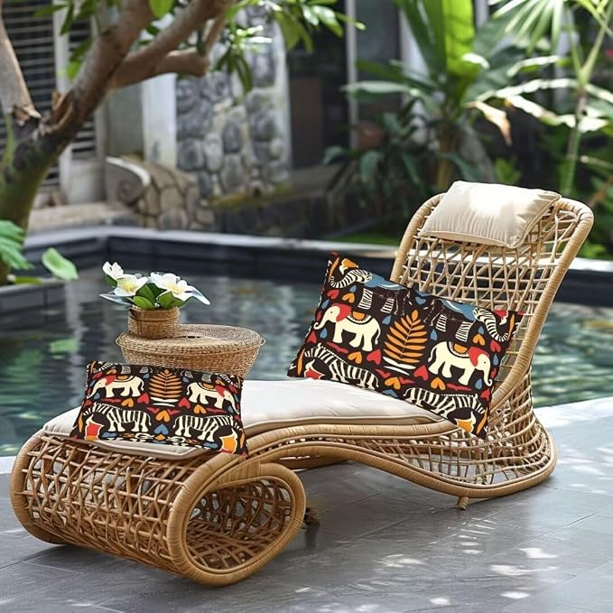Outdoor Pillows Waterproof Set of 2 Outdoor Pillow Covers 16x24 Inch, Ethnic Throw Pillows African Pillow Covers, Garden Decorative Pillows Outdoor Pillows for Patio Furniture Car Home Decor -hs220